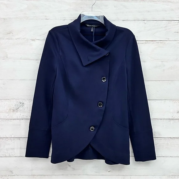 White House Black Market Fitted Knit Blazer • Navy Blue • Sz 8 • EUC - Picture 6 of 13